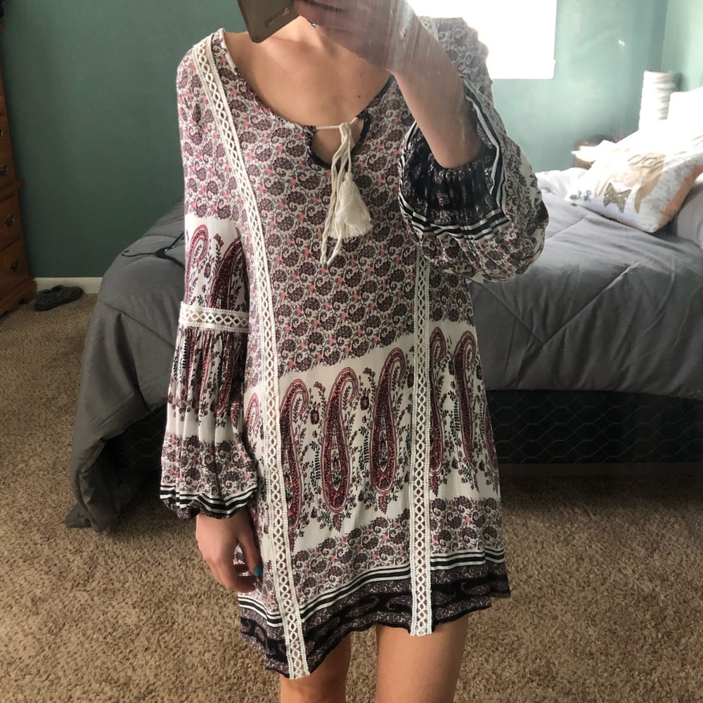 Paisley type pattern pink dress